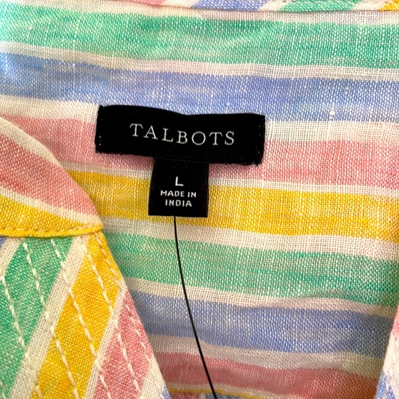 NWT 100% Linen Talbots Pastel Stripes Top Size Large - Picture 4 of 6